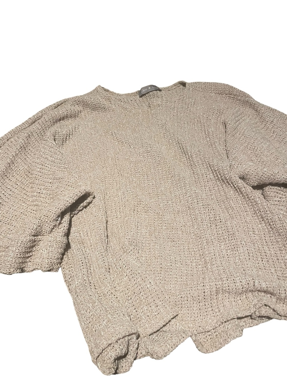 Light Beige Crewneck Knit Top - Unbranded